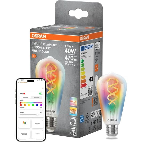 OSRAM Leuchtmittel SMART+ MATTER Edison 40, E27, 4.8 W, RGBW