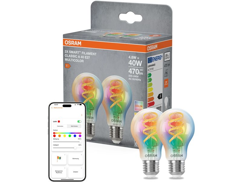 OSRAM Leuchtmittel Filament Globe 125 Multicolor E27, 4.8 W, RGBW