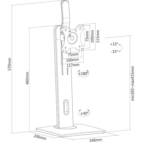 PureMounts Tischhalterung PM-OFFICE-ST-01 bis 7 kg – Schwarz