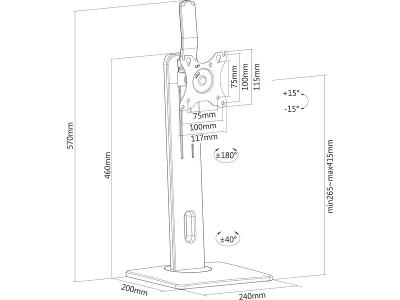 PureMounts Tischhalterung PM-OFFICE-ST-01 bis 7 kg – Schwarz