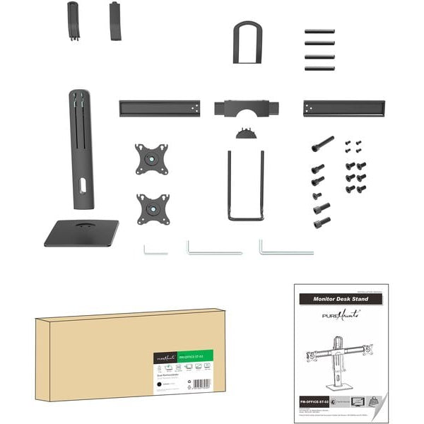PureMounts Tischhalterung PM-OFFICE-ST-02 bis 25 kg – Schwarz