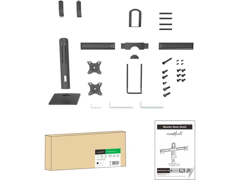 PureMounts Tischhalterung PM-OFFICE-ST-02 bis 25 kg – Schwarz