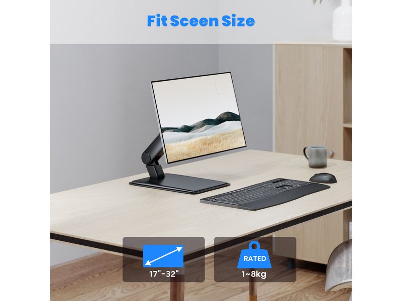 PureMounts Tischhalterung PM-OFFICE-ST-20 bis 8 kg – Schwarz