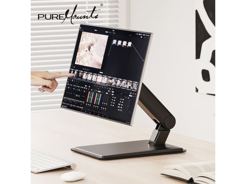 PureMounts Tischhalterung PM-OFFICE-ST-20 bis 8 kg – Schwarz