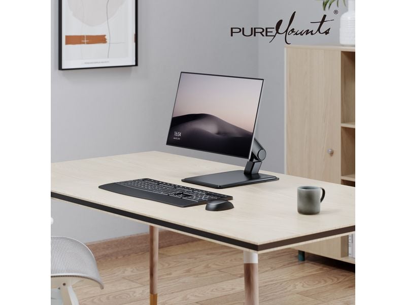 PureMounts Tischhalterung PM-OFFICE-ST-20 bis 8 kg – Schwarz