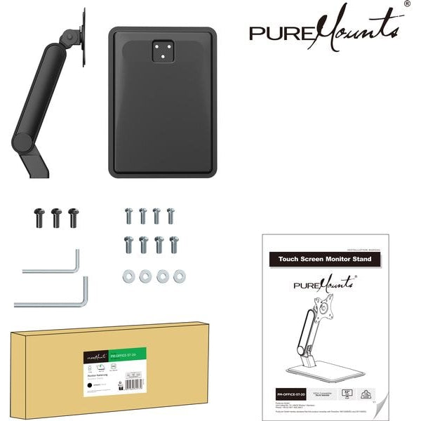 PureMounts Tischhalterung PM-OFFICE-ST-20 bis 8 kg – Schwarz