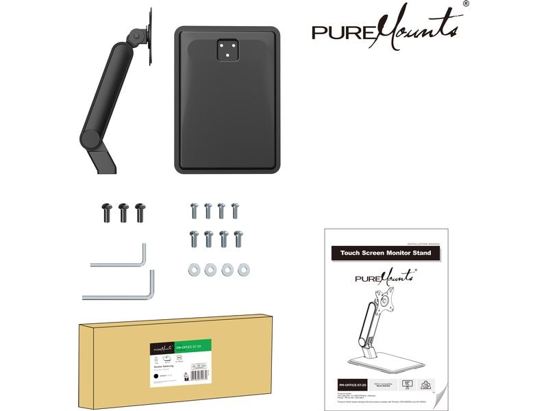 PureMounts Tischhalterung PM-OFFICE-ST-20 bis 8 kg – Schwarz