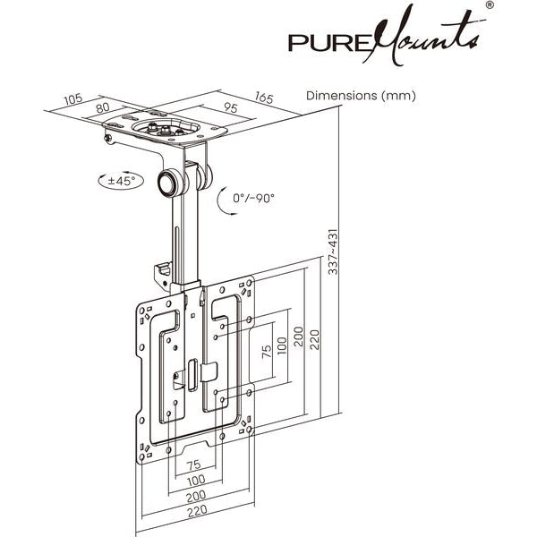 PureMounts Deckenhalterung PM-SLOPE-43
