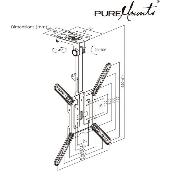 PureMounts Deckenhalterung PM-SLOPE-55
