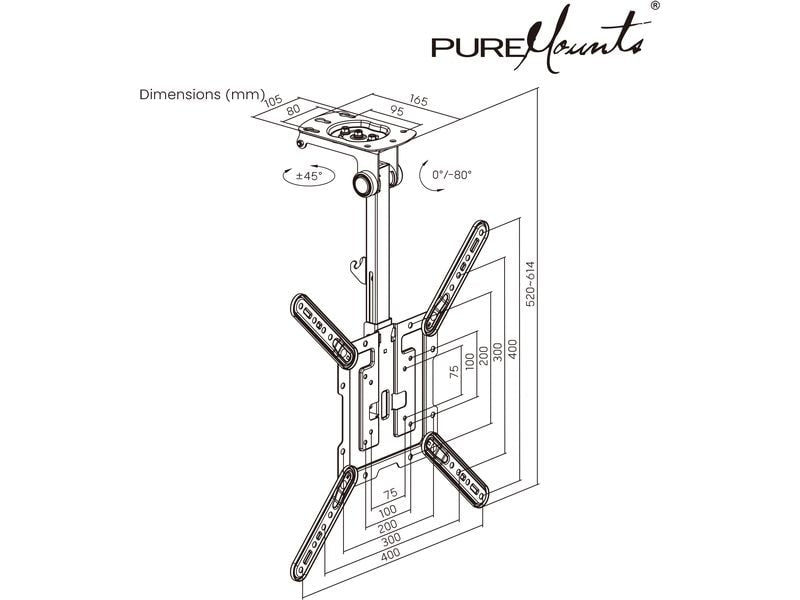 PureMounts Deckenhalterung PM-SLOPE-55