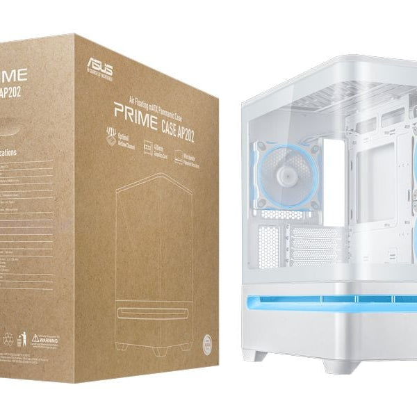 ASUS PC-Gehäuse Prime AP202 TG ARGB Weiss
