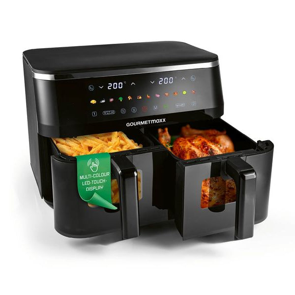 GOURMETmaxx Heissluft-Fritteuse mit Doppelkorb, 9 l