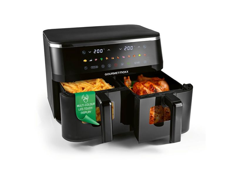 GOURMETmaxx Heissluft-Fritteuse mit Doppelkorb, 9 l