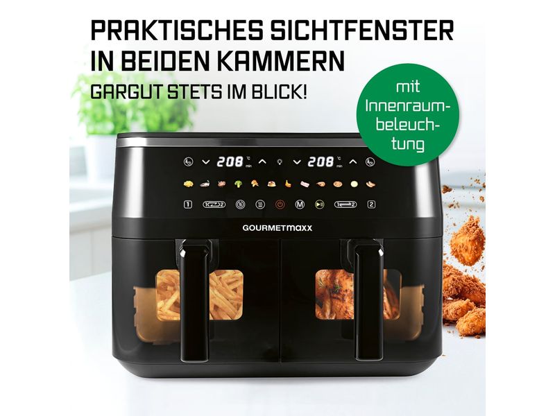 GOURMETmaxx Heissluft-Fritteuse mit Doppelkorb, 9 l