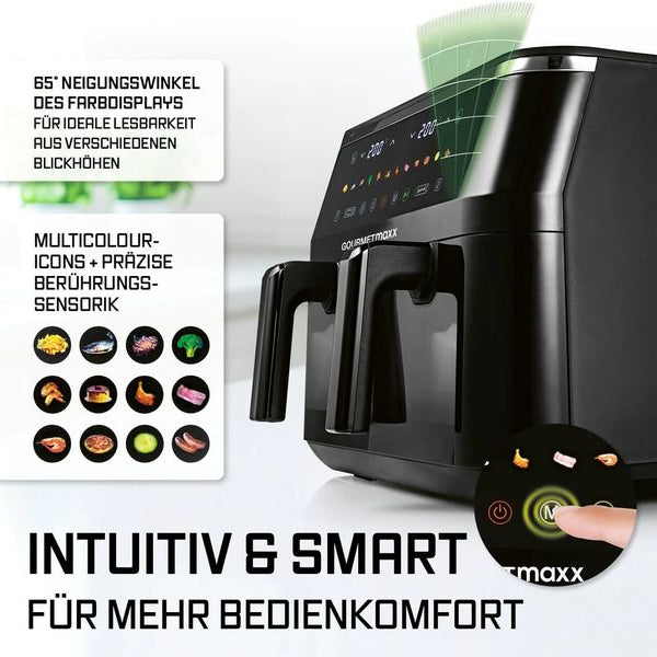 GOURMETmaxx Heissluft-Fritteuse mit Doppelkorb, 9 l