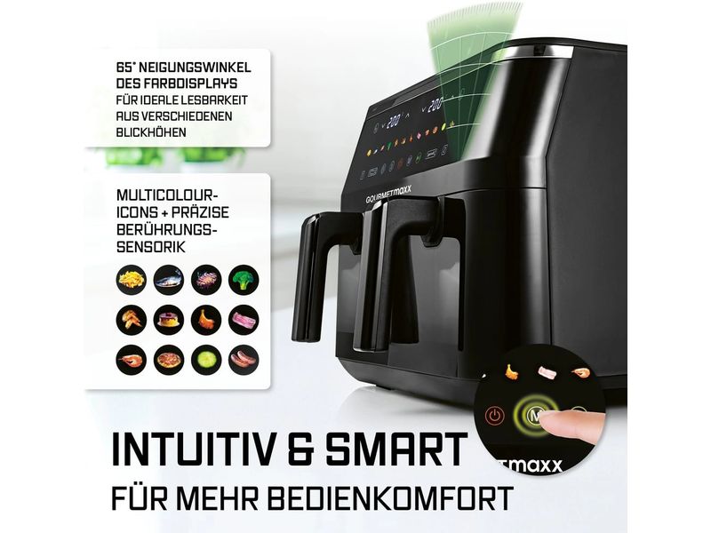 GOURMETmaxx Heissluft-Fritteuse mit Doppelkorb, 9 l
