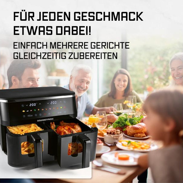 GOURMETmaxx Heissluft-Fritteuse mit Doppelkorb, 9 l