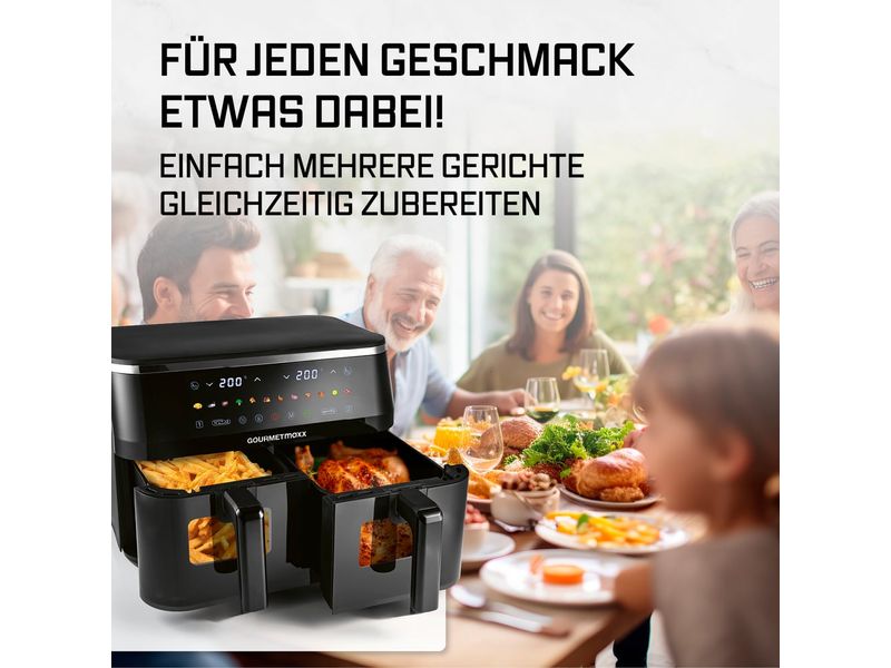 GOURMETmaxx Heissluft-Fritteuse mit Doppelkorb, 9 l