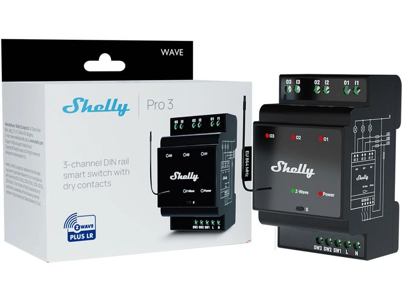 Shelly Funk-Schaltaktor Wave Pro 3 48 A