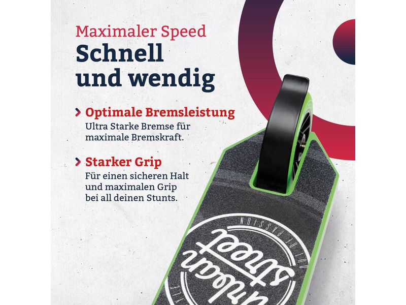 Motion Scooter Freestyle, Urban Pro, Schwarz / Grün