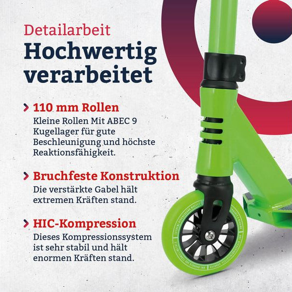 Motion Scooter Freestyle, Urban Pro, Schwarz / Grün