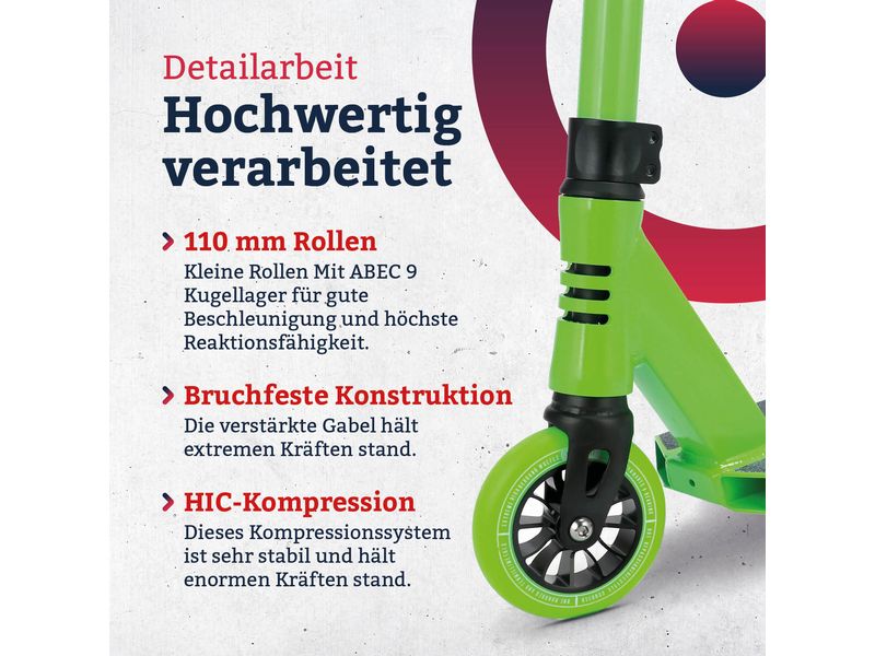 Motion Scooter Freestyle, Urban Pro, Schwarz / Grün