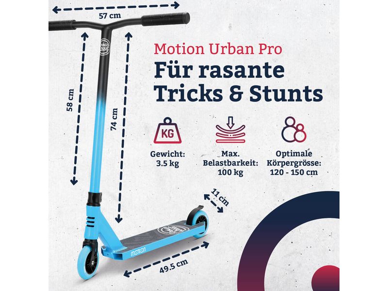 Motion Scooter Freestyle, Urban Pro, Schwarz / Blau