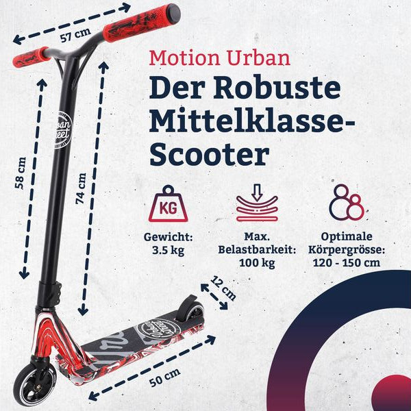 Motion Scooter Freestyle, Urban Fire, Schwarz / Rot