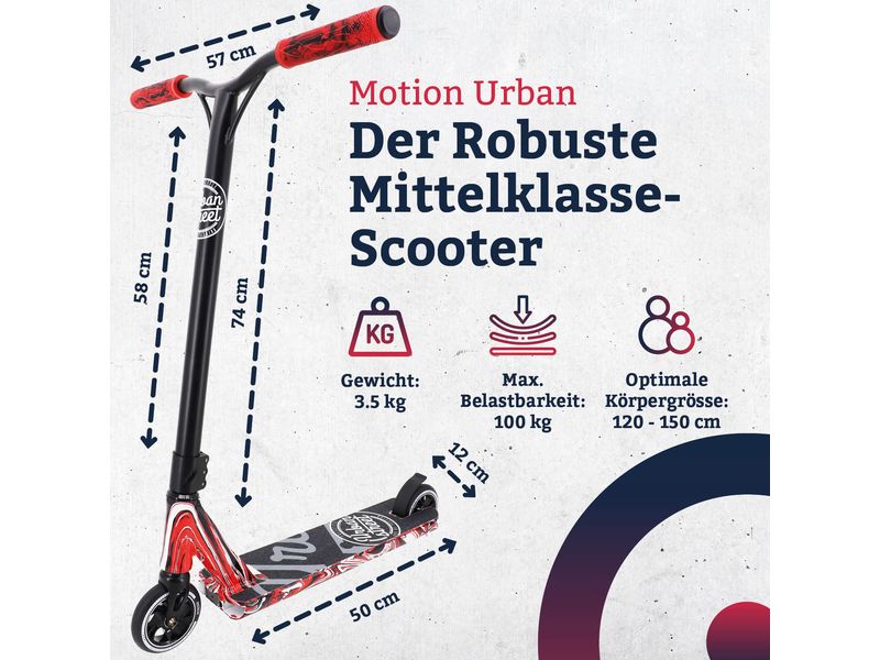 Motion Scooter Freestyle, Urban Fire, Schwarz / Rot