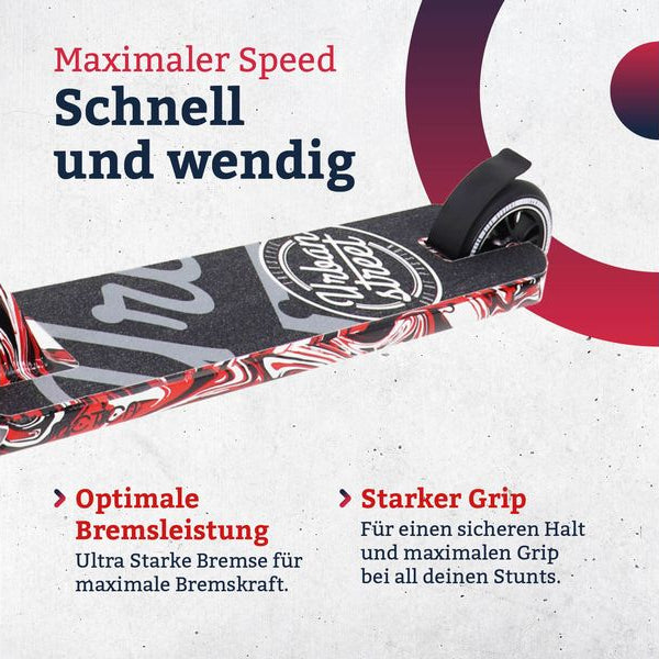 Motion Scooter Freestyle, Urban Fire, Schwarz / Rot