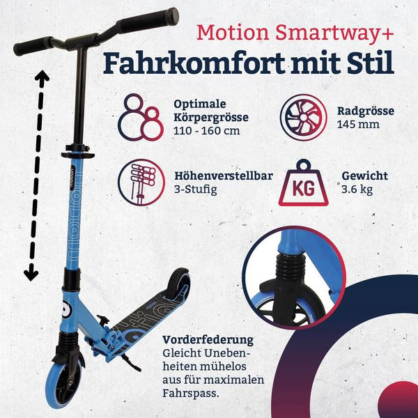 Motion Scooter Smartway +, 145 mm, Blau