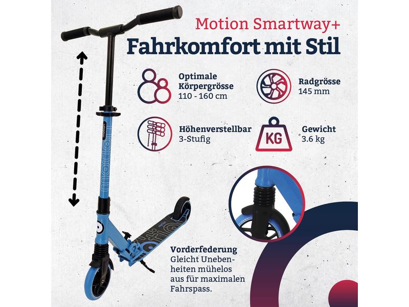 Motion Scooter Smartway +, 145 mm, Blau