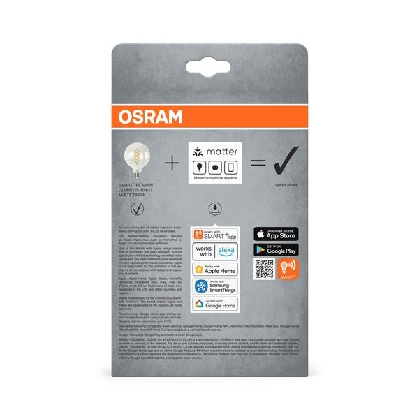 OSRAM Leuchtmittel SMART+ MATTER Globe 125 40, E27, 4.8 W, RGBW