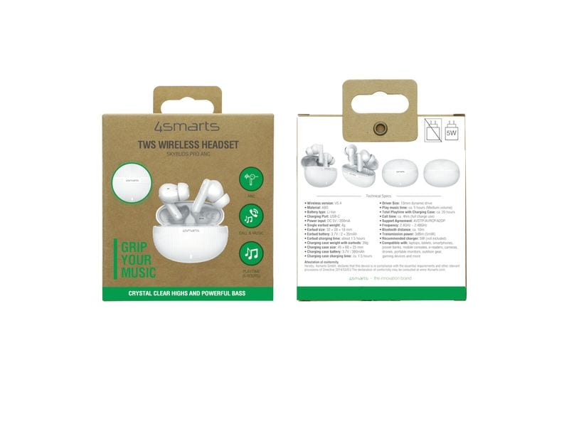 4smarts Wireless In-Ear-Kopfhörer SkyBuds Pro ANC Weiss