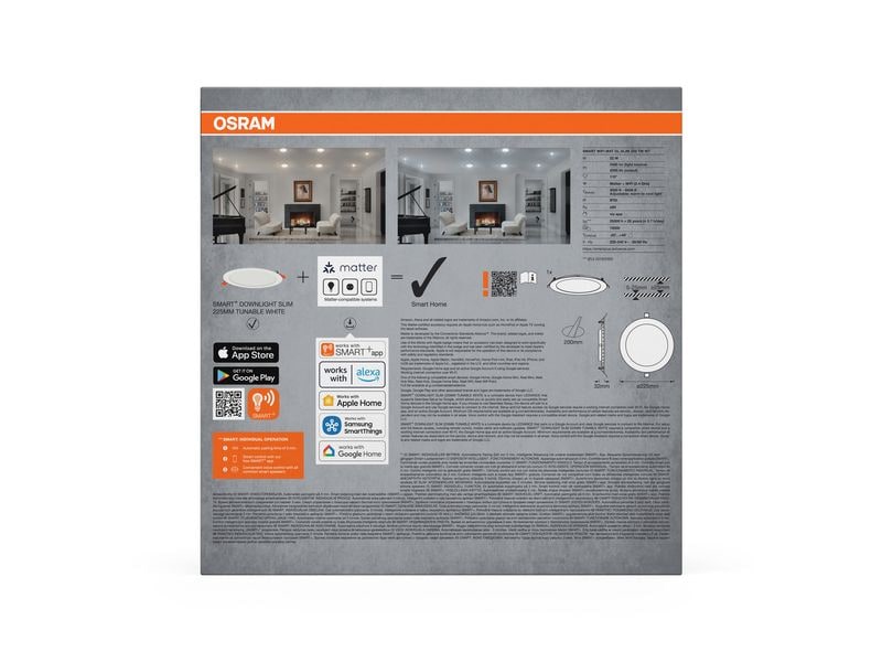 OSRAM Einbauleuchte SMART+ Matter Recess Slim 225 mm, TW