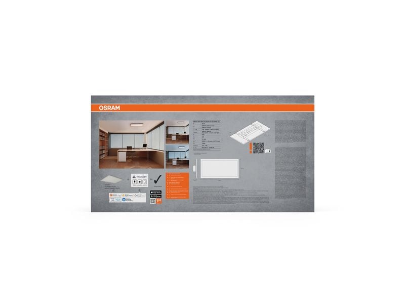 OSRAM LED-Panel 600 x 300 mm, 22 W, 1600 lm, 3000-6500 K, Weiss