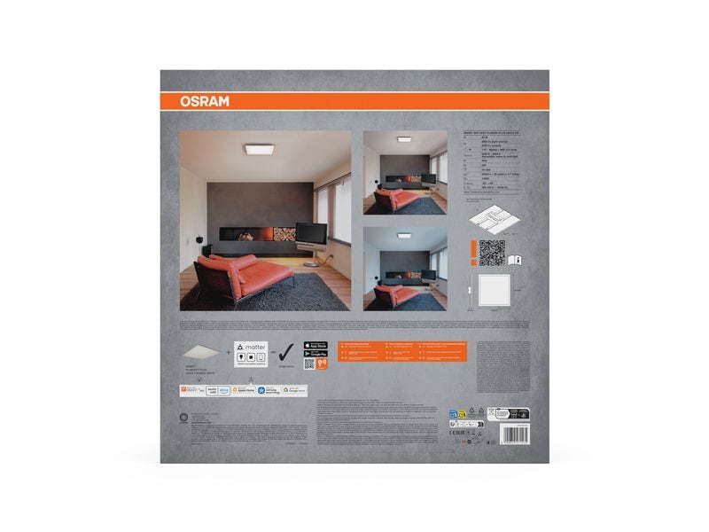 OSRAM LED-Panel 450 x 450 mm, 28 W, 2000 lm, 3000-6500 K, Weiss