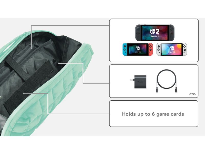 Hori Nintendo Switch 2 Tasche Green Quilted