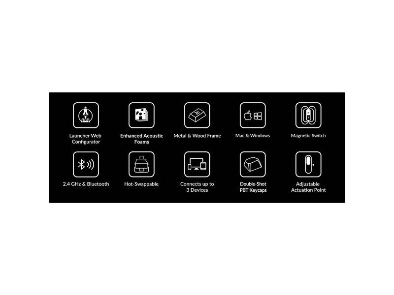 Keychron Gaming-Tastatur K2 HE Black Wood Magnetic Switch