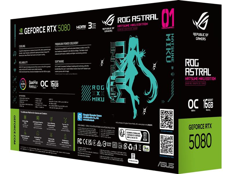 ASUS ROG ROG Astral GeForce RTX 5080 16GB GDDR7 OC HATSUNE MIKU ED.