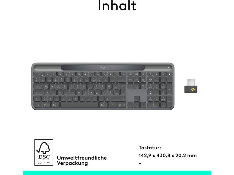 Logitech Tastatur Slim Solar+ K980 Business CH-Layout