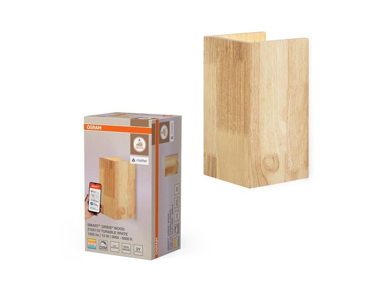 OSRAM Wandleuchte SMART+ Orbis Wood rectangular 200 x 110 mm TW