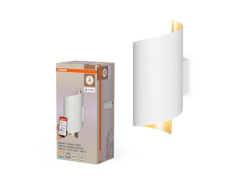 OSRAM Wandleuchte SMART+ Matter Wall Twist White 200 x 112 mm, TW