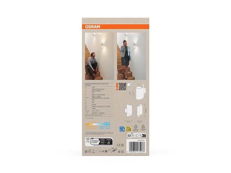 OSRAM Wandleuchte SMART+ Matter Wall Twist White 200 x 112 mm, TW
