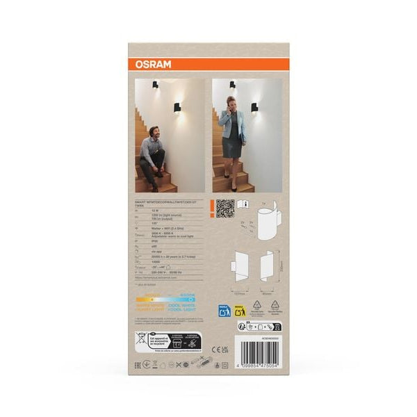 OSRAM Wandleuchte SMART+ Matter Wall Twist Black 200 x 112 mm, TW