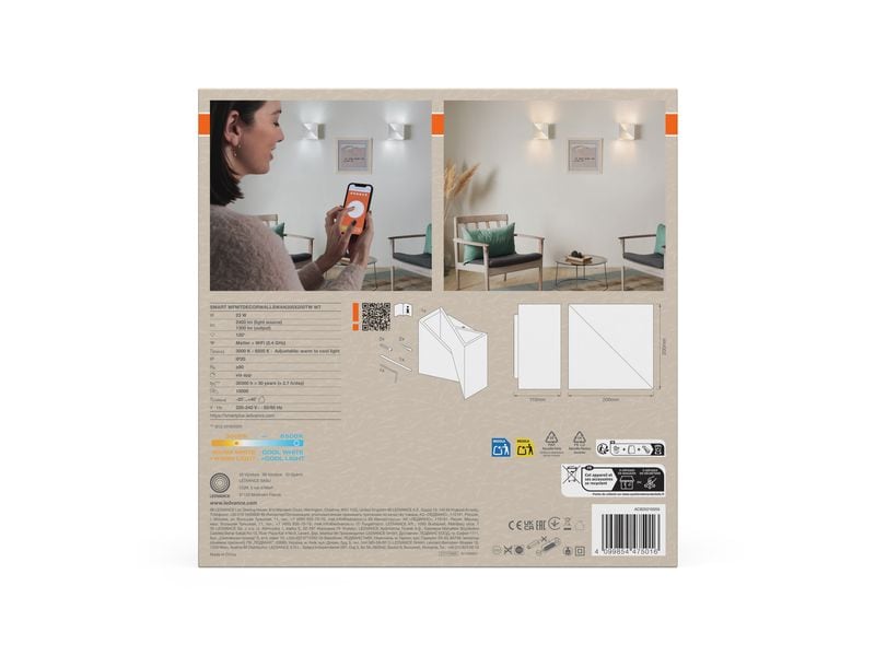 OSRAM Wandleuchte SMART+ MATTER Wall Swan Square 200 x 200 mm TW