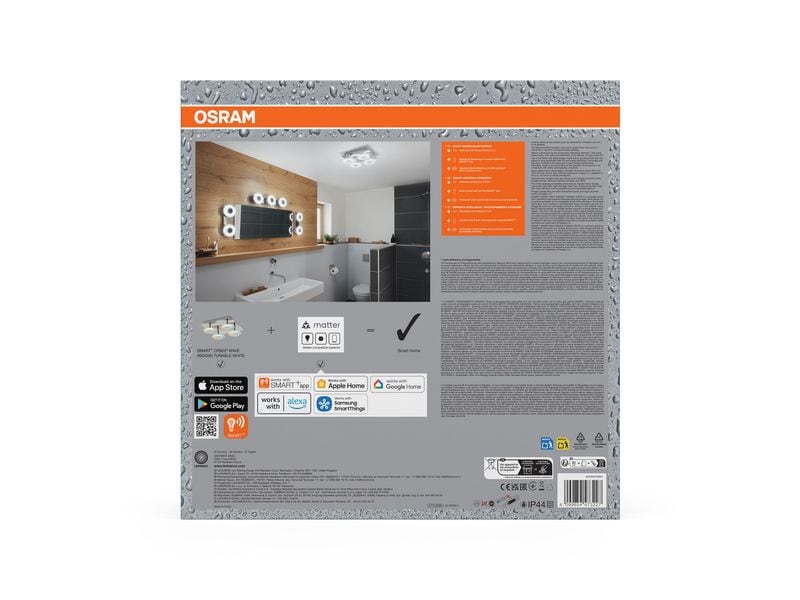 OSRAM Wandleuchte SMART+ Matter Orbis Wall Wave 300 x 300 mm, TW