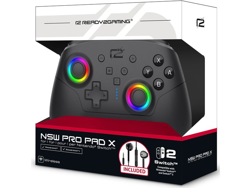 GAME Controller Pro Pad X2 LED Edition Schwarz für NSW 2