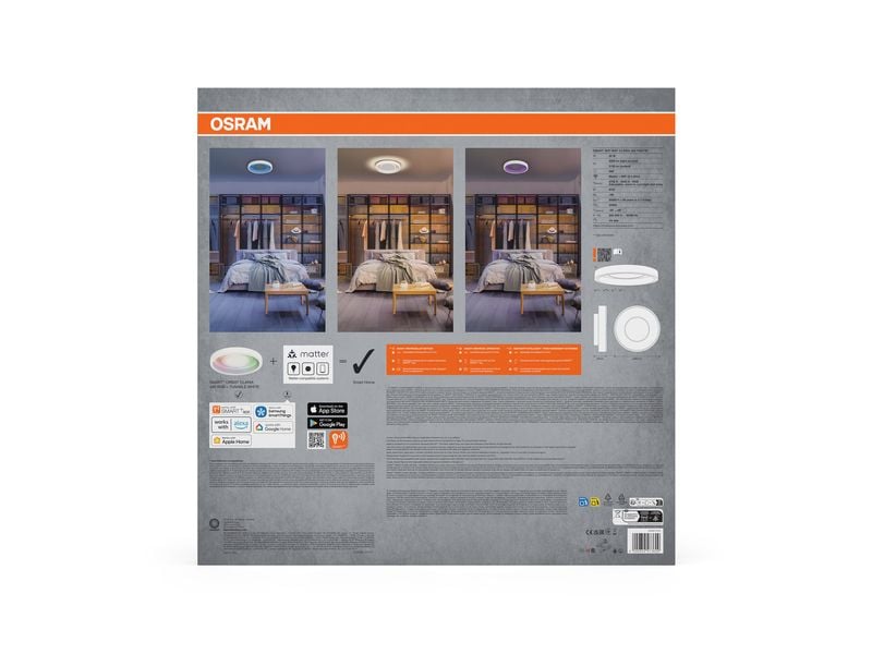 OSRAM Deckenleuchte SMART+ Matter Claria 490 mm, RGBW