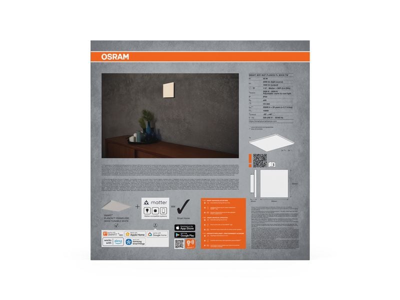 OSRAM LED-Panel SMART+ Matter Frameless Square 300 x 300 mm, TW